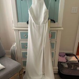 Elegant White Halter Gown